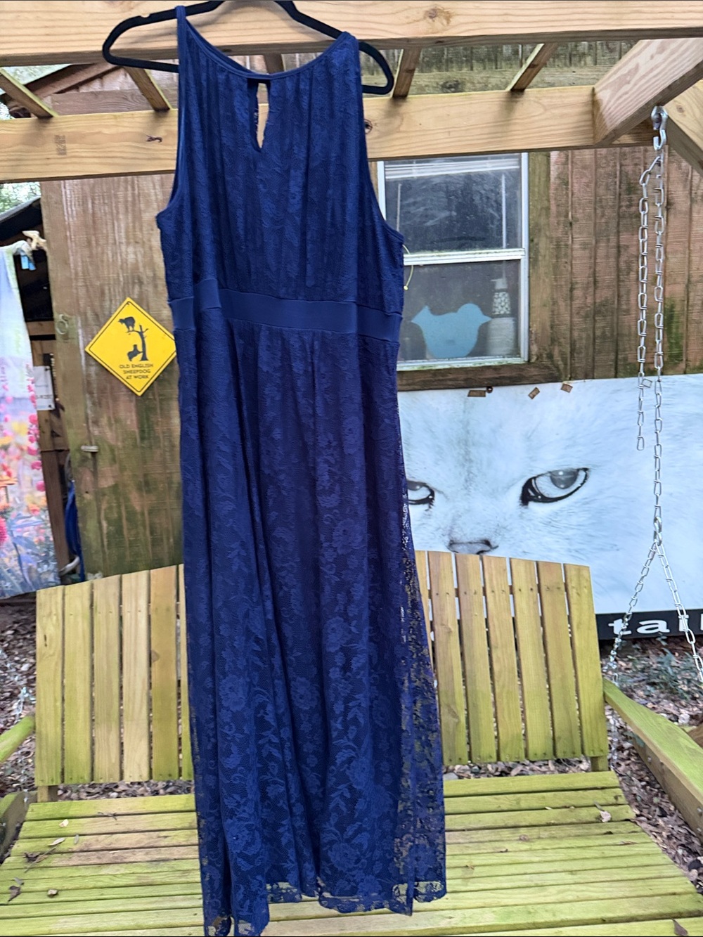 Navy Lace Maxi Dress - Women's Sleeveless Evening Gown 3x sexy wedding formal